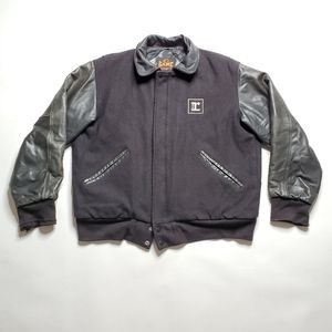 Game Sportswear Black Wool Leather Varsity Coat